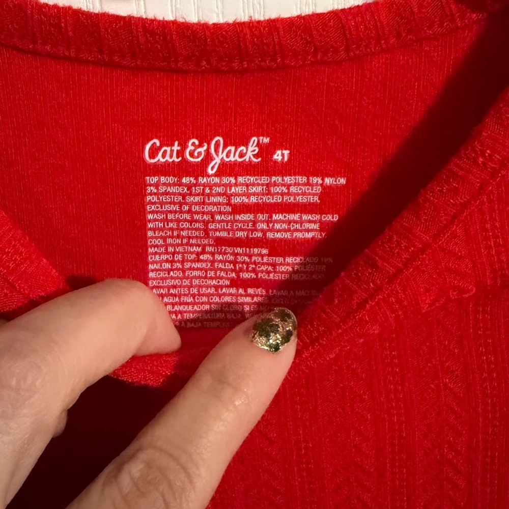 Cat & Jack Red Ruffle Long Sleeve Dress - Picture 3 of 6